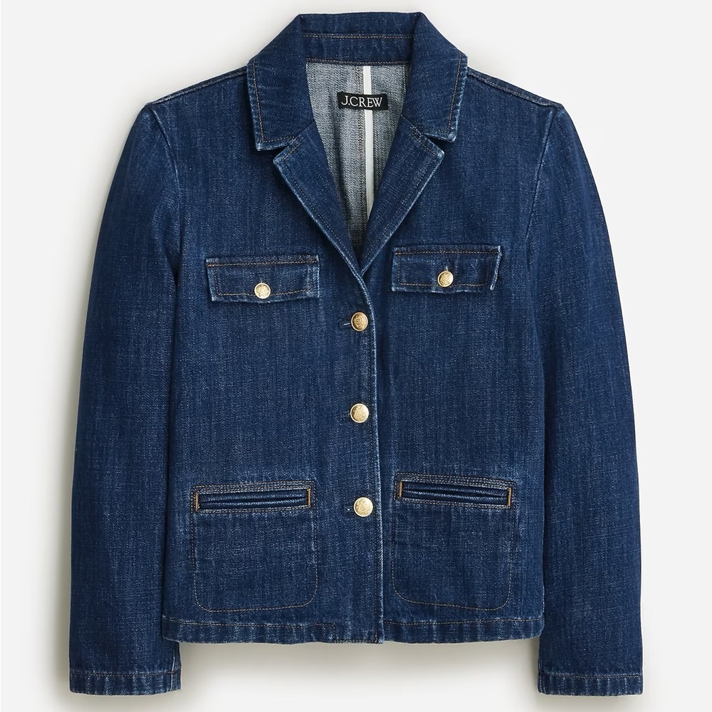 J. Crew Denim Blazer Jacket in Resin Wash Size 8 Coastal Cowgirl